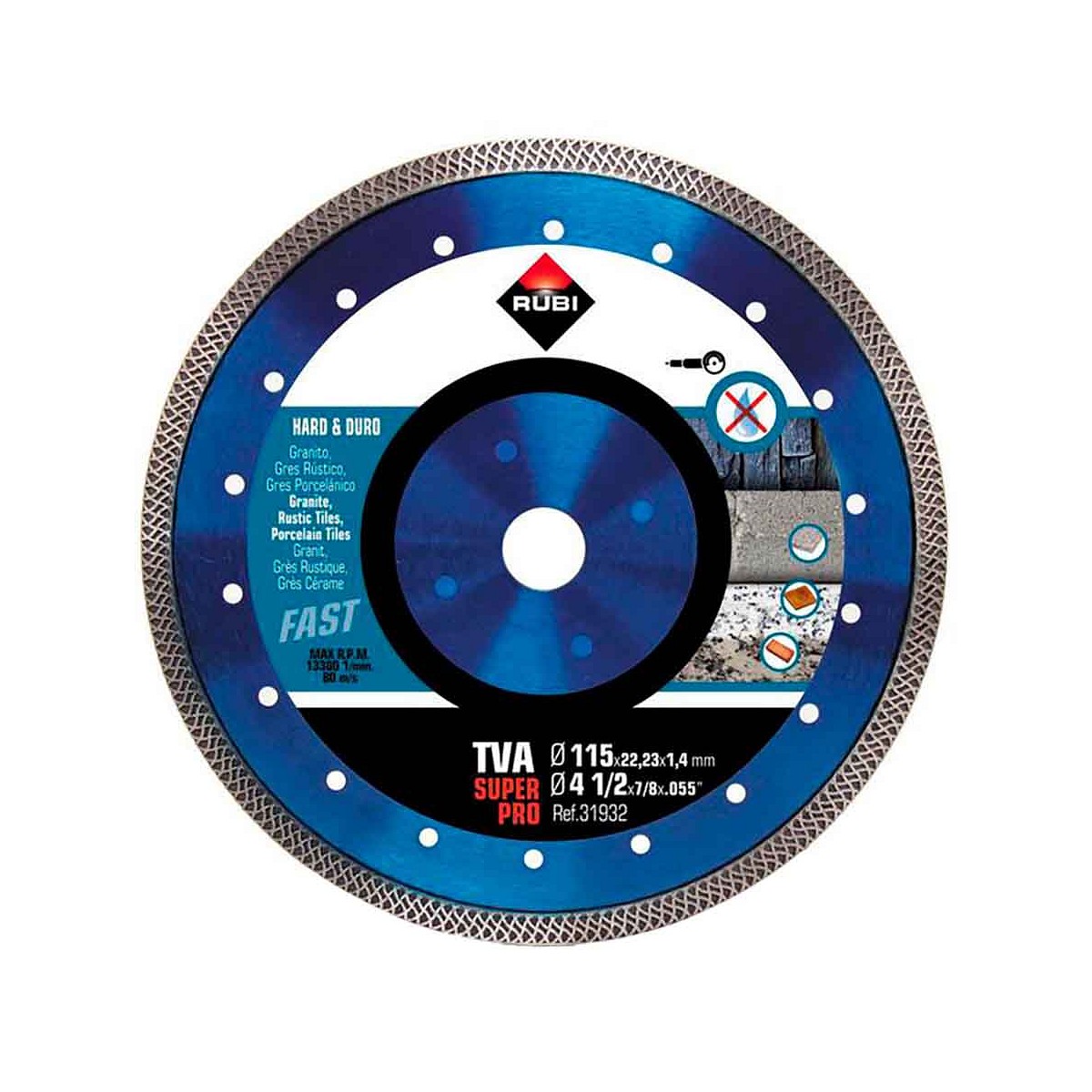 Disco diamantado tva ø115mm superpro 31932 rubi