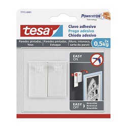 Clavo adhesivo hasta 0.5kg para pared pintada tesa