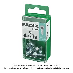 Caja s 6 unid. tornillo rosca chapa hexagonal autot. 5,4x19mm fadix