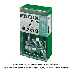 Caja s 6 unid. tornillo rosca chapa hexagonal autot. 6,3x19mm fadix