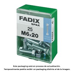 Caja m 25 unid. tornillo metrica cab hex+tuerca cinc m 6x20mm fadix