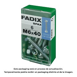 Caja s 6 unid. tornillo metrica cab hex+tuerca cinc m 6x40mm fadix