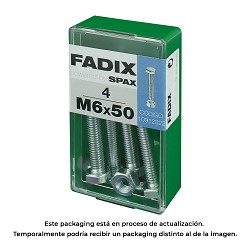 Caja s 4 unid. tornillo metrica cab hex+tuerca cinc m 6x50mm fadix