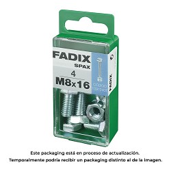 Caja s 4 unid. tornillo metrica cab hex+tuerca cinc m 8x16mm fadix