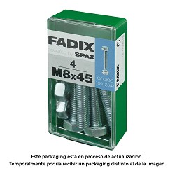 Caja s 4 unid. tornillo metrica cab hex+tuerca cinc m 8x45mm fadix