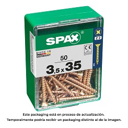 Caja 50 unid. tornillo madera spax cabeza plana yellox 3,5x35mm spax