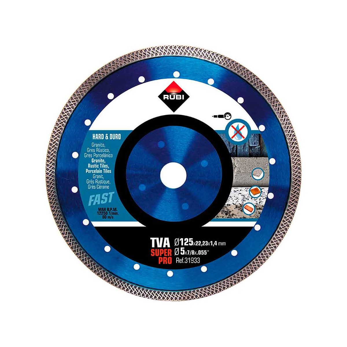 Disco diamantado tva ø125mm superpro r31933 rubi