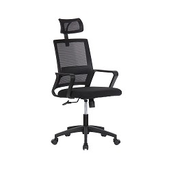 Silla de oficina ergonómica negra con respaldo en malla de nylon edm