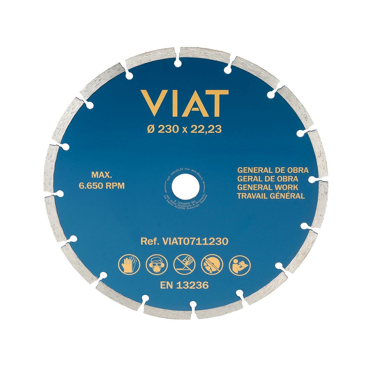 Disco diamantado segmentado ø230x3x22,23mm viat0711ø230 viat