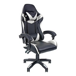 Silla gaming ergonómica blanca y negra edm