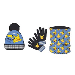 Set gorro pompon-guantes-braga pokemon