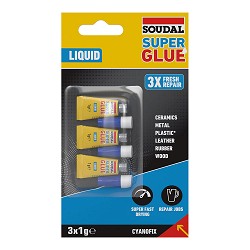 Soudal super glue líquido 3x1g 160023