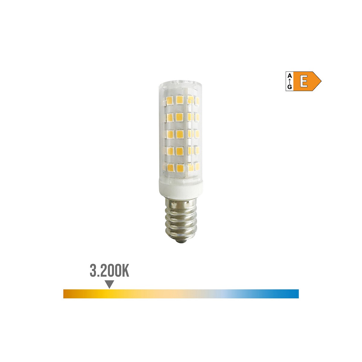 Bombilla tubular led e14 6,5w 800lm 3.200k luz cálida. edm