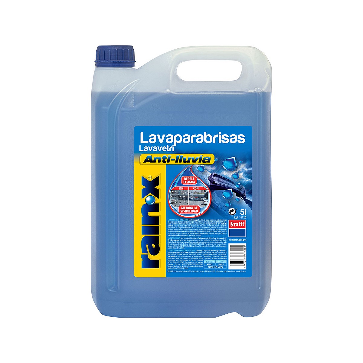 Liquido lavaparabrisas anti-lluvia 5l. rainx