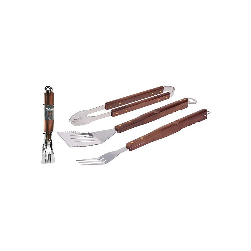 Compra Accesorios barbacoa inox - mango madera 3 piezas NON YL7150560 al mejor precio