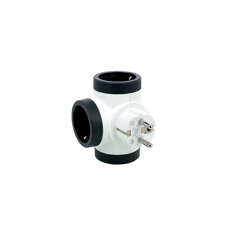 Compra Adaptador triple rotativo 180º 10/16a lateral blanco/negro LEGRAND 694521 al mejor precio