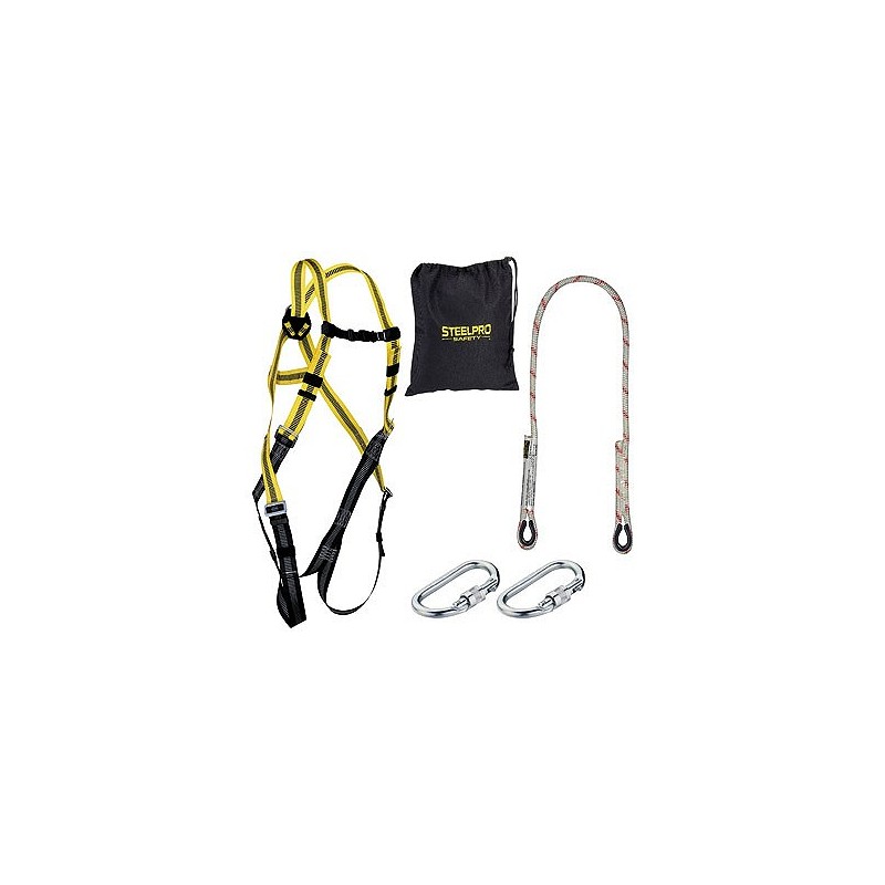 Compra Arnes steelsafe-1 más cuerda 1,5 m más 2 mosquetones enganche dorsal STEELPRO 1888-KIT1 al mejor precio