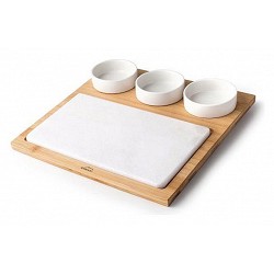 Compra Bandeja aperitivo marmol/bambu 3 cuencos LACOR 28,2 X 28,2 CM 61040 al mejor precio