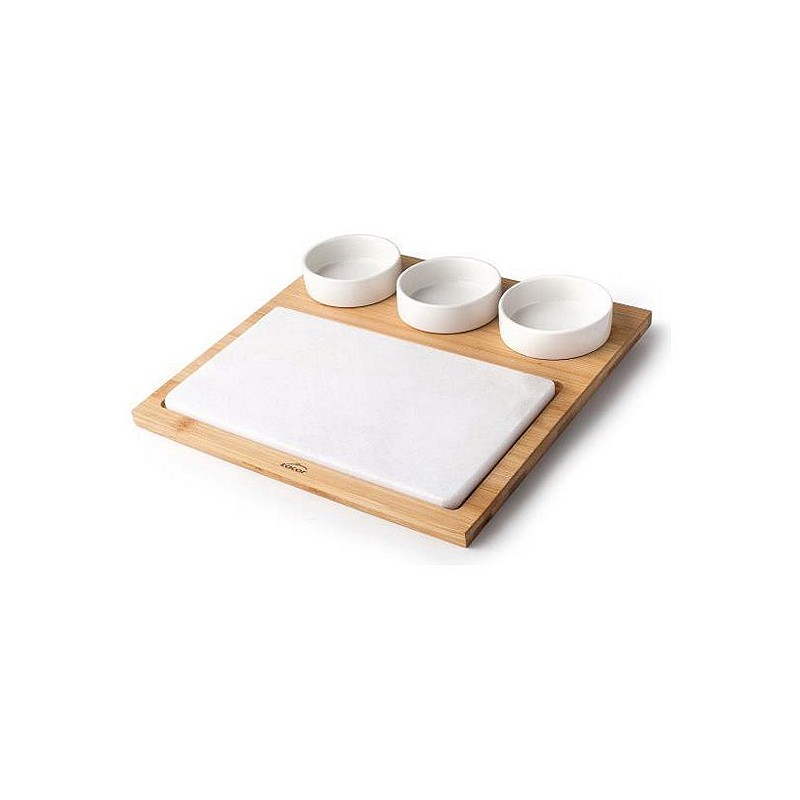 Compra Bandeja aperitivo marmol/bambu 3 cuencos LACOR 28,2 X 28,2 CM 61040 al mejor precio