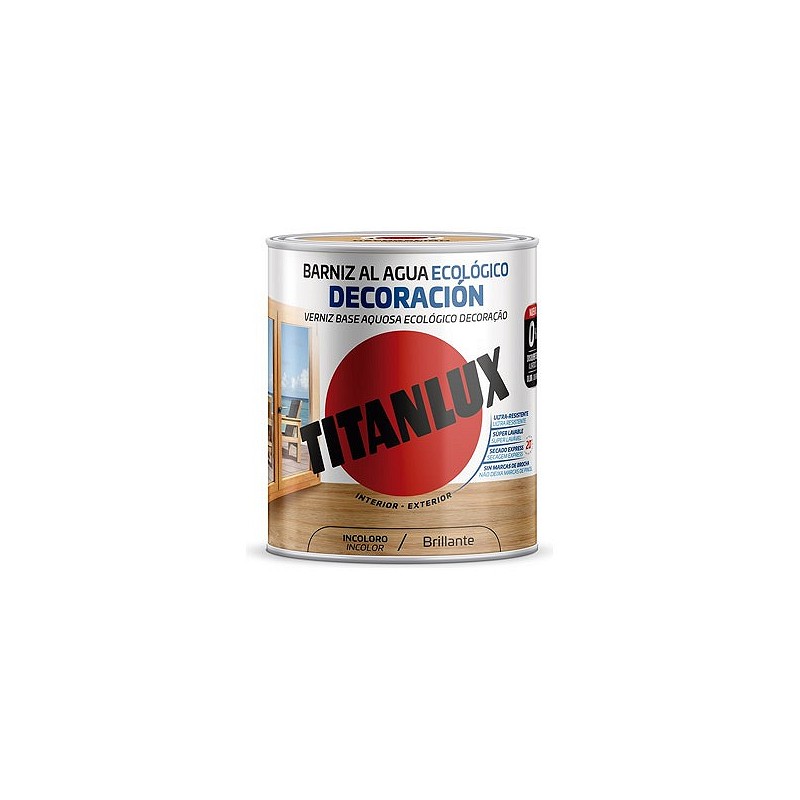 Compra Barniz al agua ecologico decoracion brillante 750 ml incoloro TITANLUX M20100034/5699619 al mejor precio