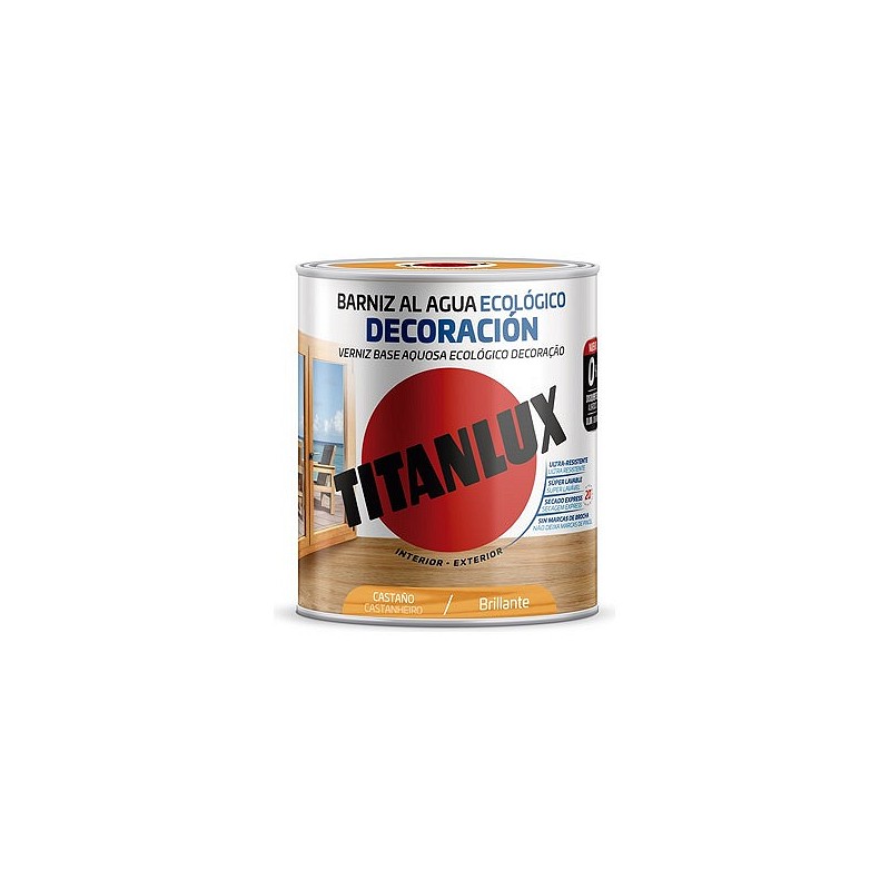 Compra BARNIZ AL AGUA ECOLOGICO DECORACION BRILLANTE 250 ML CASTAÑO TITANLUX M20100114/5809437 al mejor precio