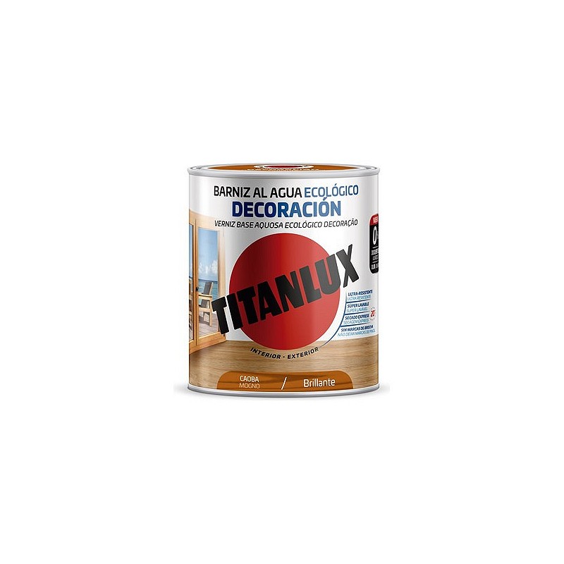 Compra BARNIZ AL AGUA ECOLOGICO DECORACION BRILLANTE 250 ML CAOBA TITANLUX M20100414/5809443 al mejor precio