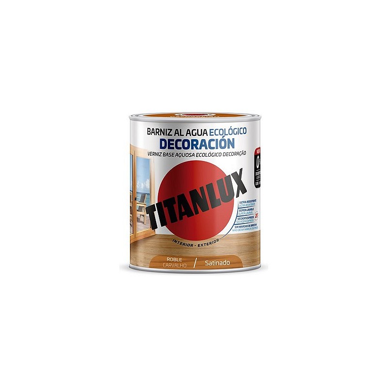 Compra BARNIZ AL AGUA ECOLOGICO DECORACION SATINADO 250 ML ROBLE TITANLUX M21100214/5809450 al mejor precio