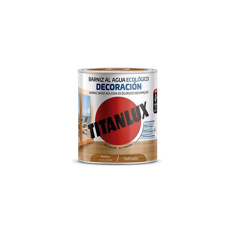 Compra BARNIZ AL AGUA ECOLOGICO DECORACION SATINADO 750 ML NOGAL TITANLUX M21100334/5699625 al mejor precio