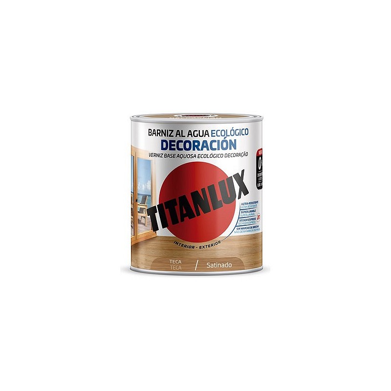 Compra BARNIZ AL AGUA ECOLOGICO DECORACION SATINADO 750 ML TECA TITANLUX M21100934/5809459 al mejor precio