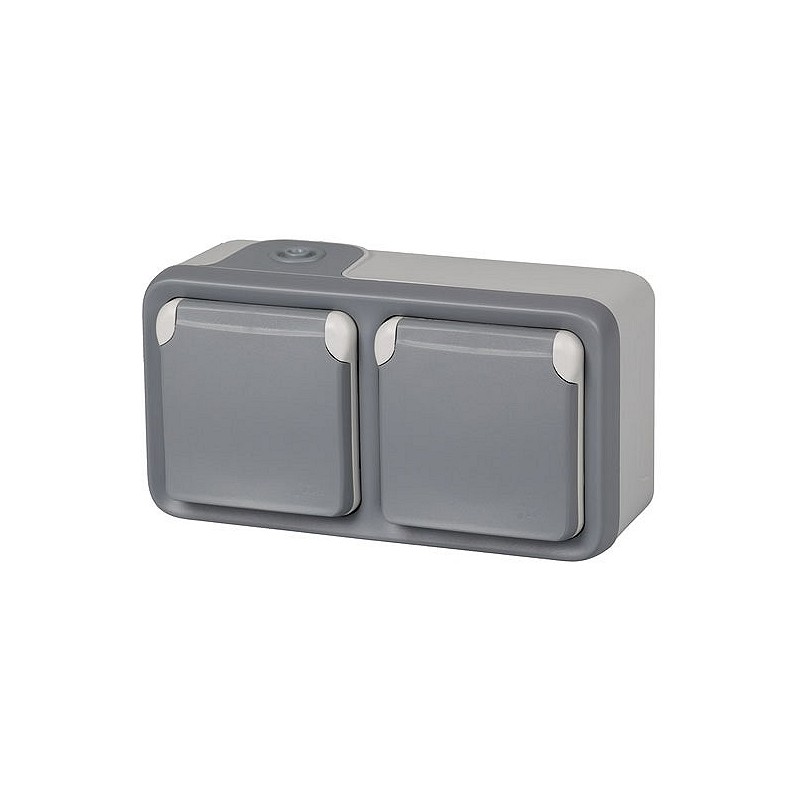 Compra Base schuko superficie doble gris ip55 plexo LEGRAND 191505 al mejor precio