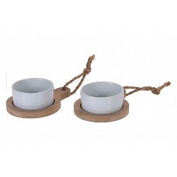 Bol con base madera set 2u...