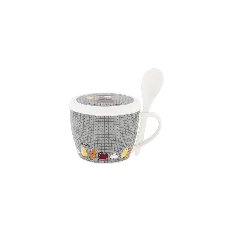 Compra Bol sopa ceramica más cuchara gris verduras P058-C151405 al mejor precio