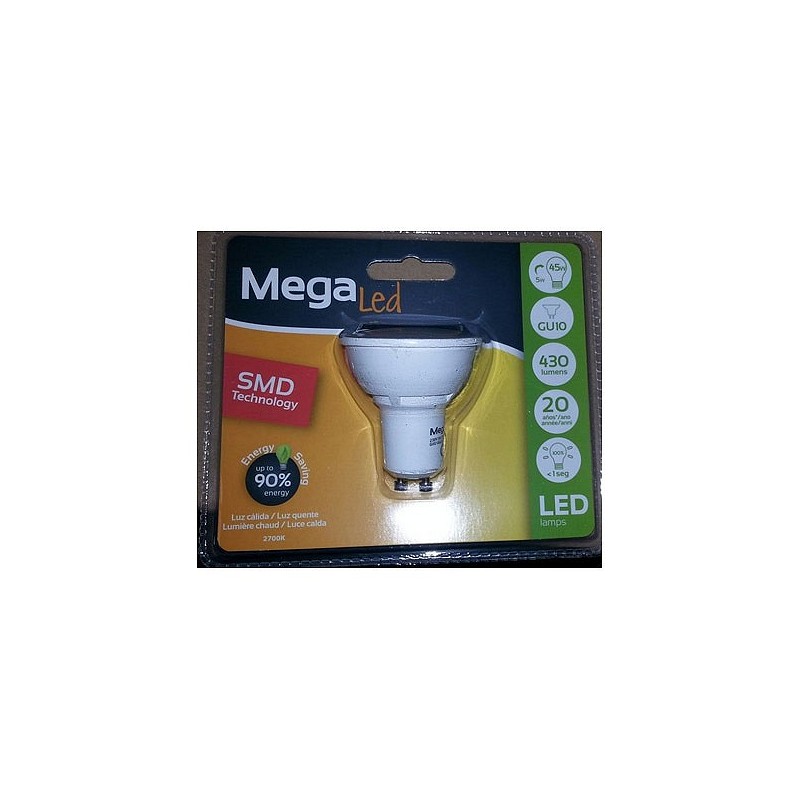 Compra Bombilla led dicroica gu10 luz calida 430lm 5w MEGALED GIG10GU-50W al mejor precio