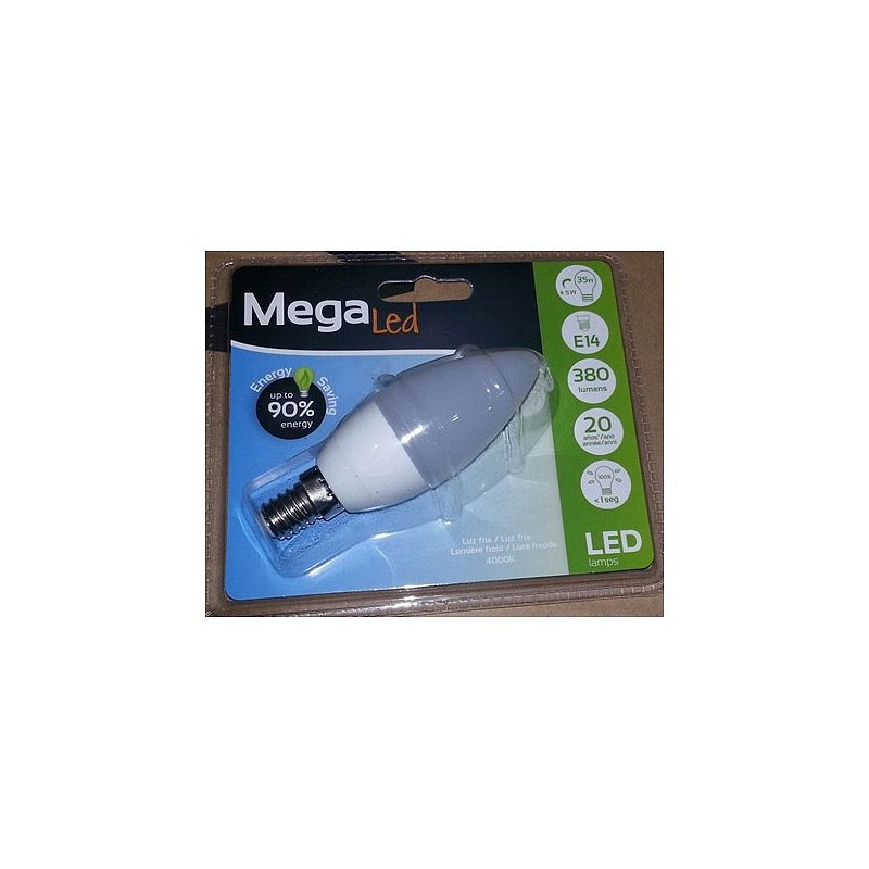 Compra Bombilla led vela e14 luz neutra 380lm 4,5w MEGALED GIG14E-C-45N al mejor precio