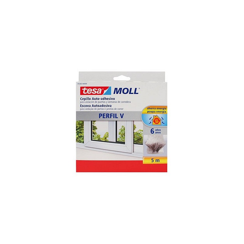 Compra Burlete cepillo perfil v gris 5 m tesamoll TESA MOLL 05365-00000-00 al mejor precio