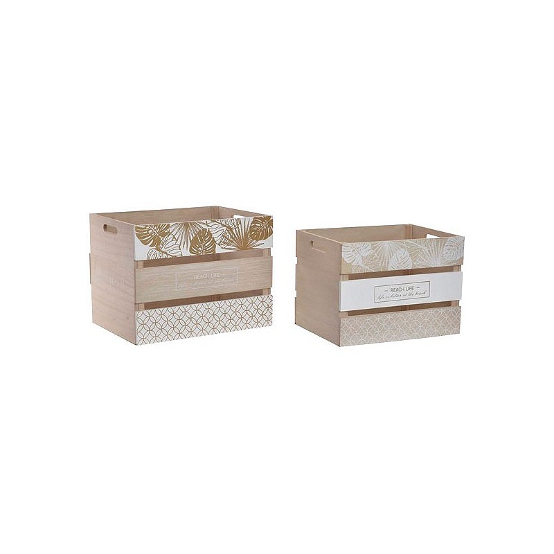 Compra Caja madera (set 2u) hojas blanca LD-153960 al mejor precio