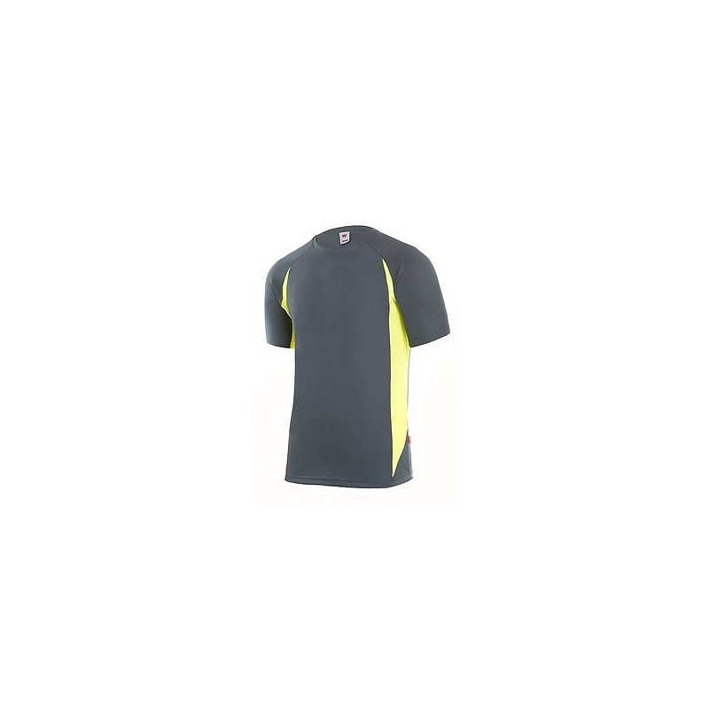 Compra CAMISETA TECNICA POLIESTER GRIS / AMARILLO FLUOR TALLA S VELILLA 105501_ 08_20_S al mejor precio