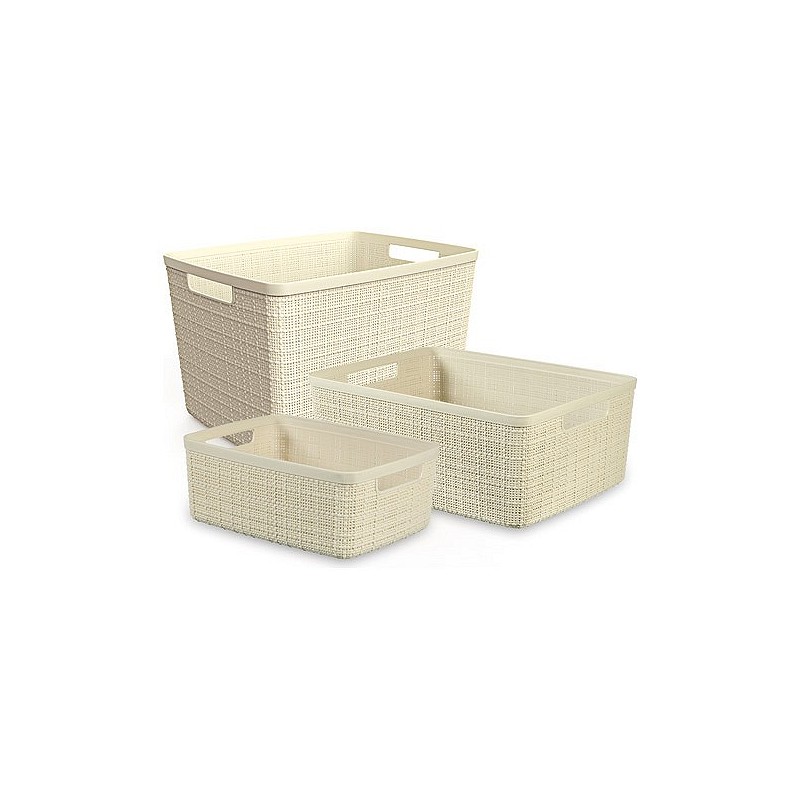 Compra Cesta cuadrada jute 17l blanco roto 28x28x27 cm CURVER 245372 al mejor precio