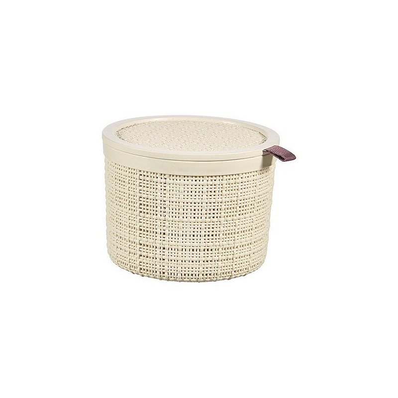 Compra Cesta redonda con tapa jute 2l blanco roto ø17x12,5cm CURVER 245374 al mejor precio