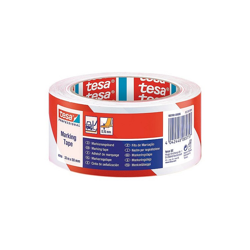 Compra Cinta adhesiva señalizacion temporal 50 mm x 33 m roja/blanca TESA TAPE 60760-00088-15 al mejor precio