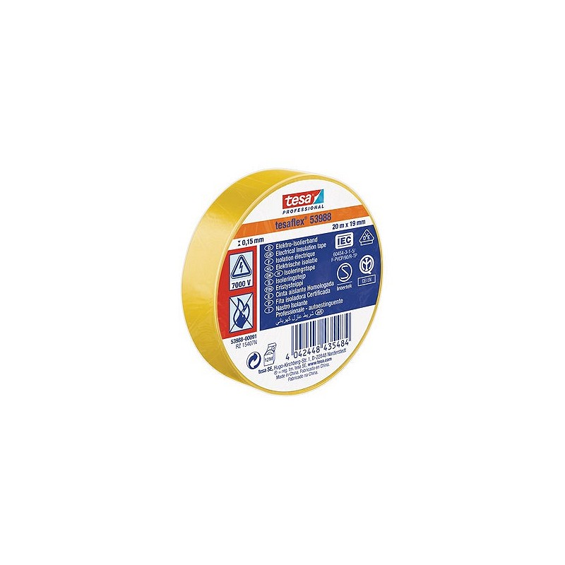 Compra Cinta aislante tesaflex amarillo 20 m x 19 mm TESA TAPE 53988-00091-00 al mejor precio