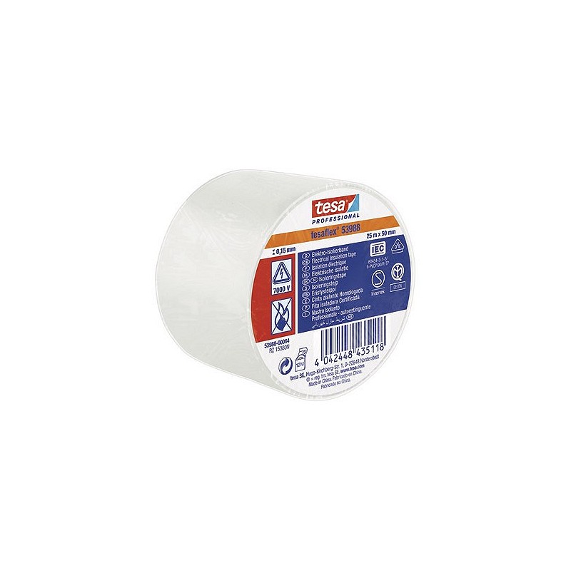 Compra Cinta aislante tesaflex blanco 25 m x 50 mm TESA TAPE 53988-00064-00 al mejor precio