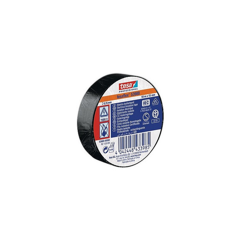 Compra Cinta aislante tesaflex negro 10 m x 15 mm TESA TAPE 53988-00000-00 al mejor precio