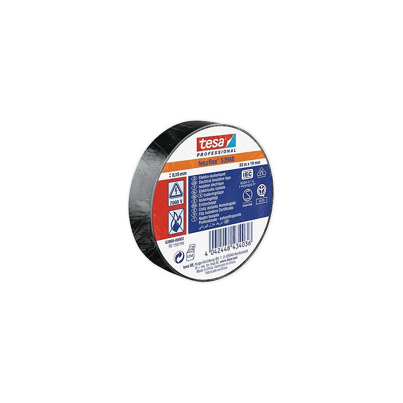 Compra Cinta aislante tesaflex negro 33 m x 19 mm TESA TAPE 53988-00003-00 al mejor precio