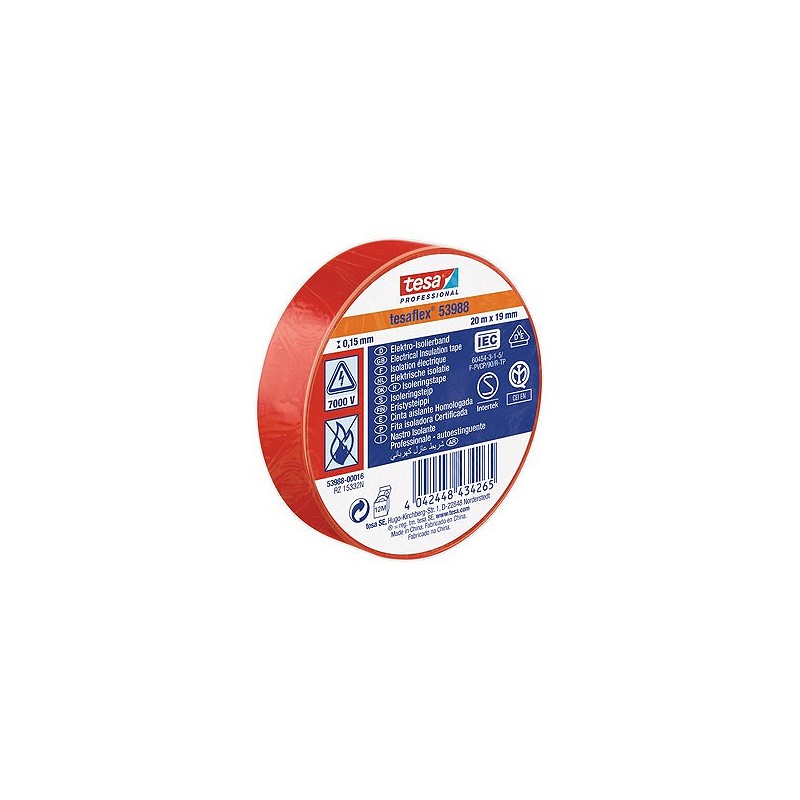 Compra Cinta aislante tesaflex rojo 20 m x 19 mm TESA TAPE 53988-00016-00 al mejor precio