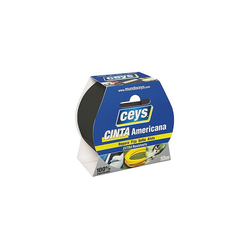 Compra Cinta americana tackceys negro 10 m x 50 mm CEYS 507605 al mejor precio