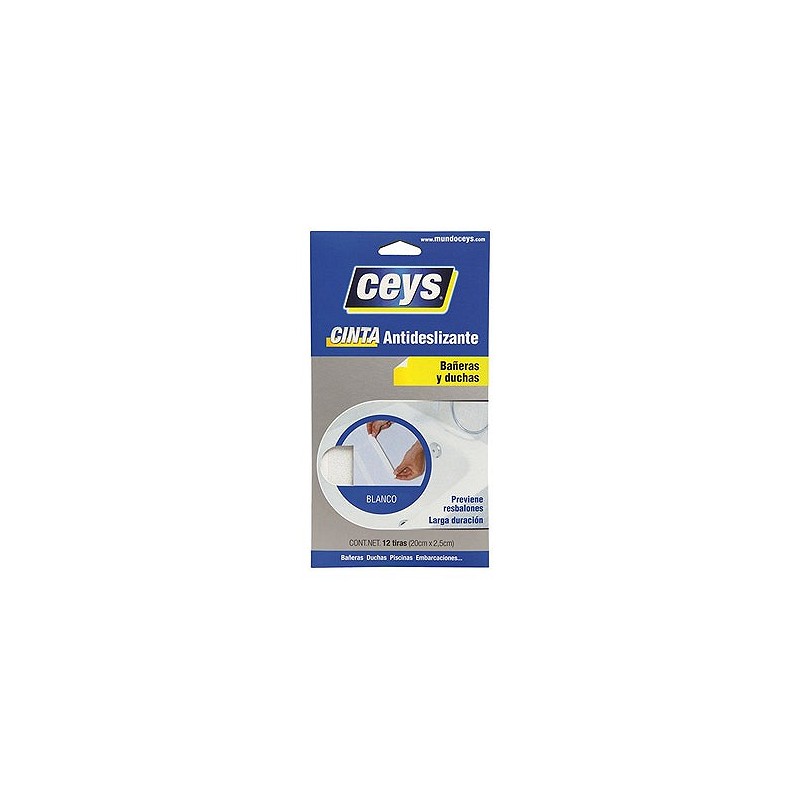 Compra Cinta antideslizante bañera 12 tiras 20 cm x 2,5 mm blanca CEYS 507614 al mejor precio