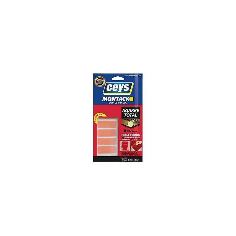 Compra Cinta doble cara montack xpress 10 tiras 18 mm x 48 mm CEYS 507207 al mejor precio