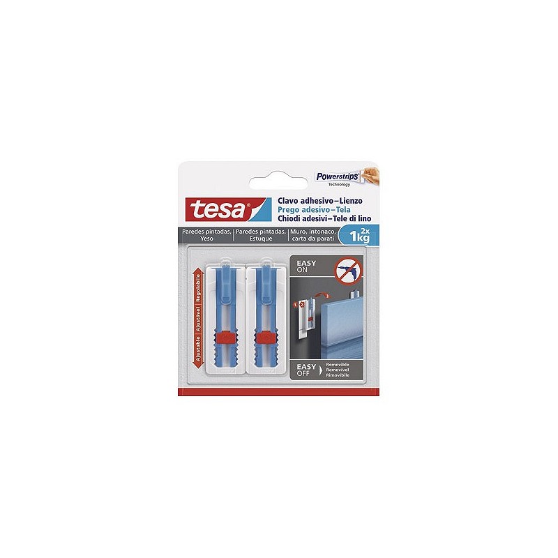 Compra Clavo adhesivo sms ajustable lienzos pared pintada 1 kg blister 2 clavos 3 tiras TESA TAPE 77778-00001-00 al mejor precio