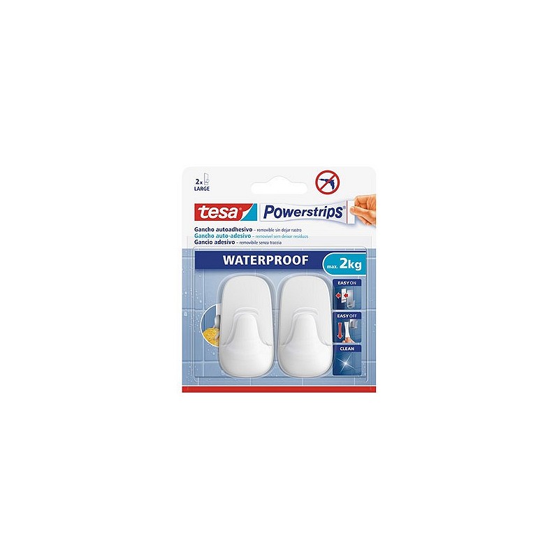 Compra Colgador powerstrips waterproof ovalado blanco blister 2 más 2 tiras TESA TAPE 59781-00001-00 al mejor precio